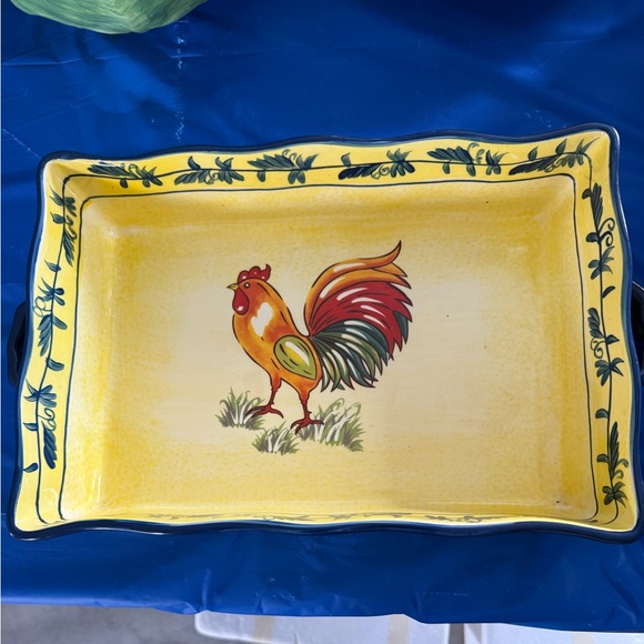 Temptations Yellow Rooster Serving Tray - Picture 1 of 4